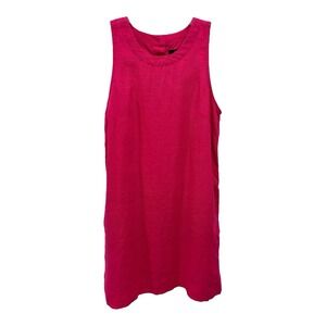 J Crew Dress Women Small Fuschia Pink Linen Button Back Lined Shift Resort Vacay